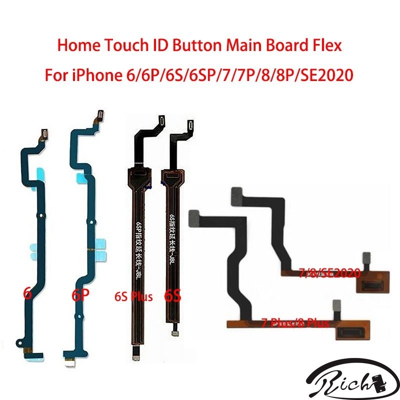 Home Touch ID กลับลายนิ้วมือปุ่มเมนบอร์ดการเชื่อมต่อ Flex Cable สําหรับ iPhone 6 6S 7 8 Plus SE2020