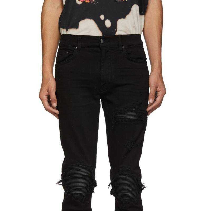 MX1 กางเกงยีนสกินนี่ Amiri หนัง ยืดหยุ่น แต่งรอยขาด สไตล