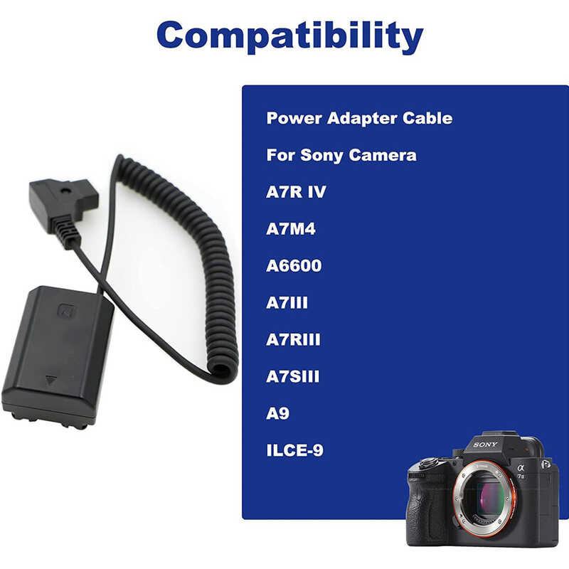 NP FZ100 Topcine Dummy Battery to D tap Coiled Power Cable for Sony Alpha A7III A7RIII A7RIV A7SIII