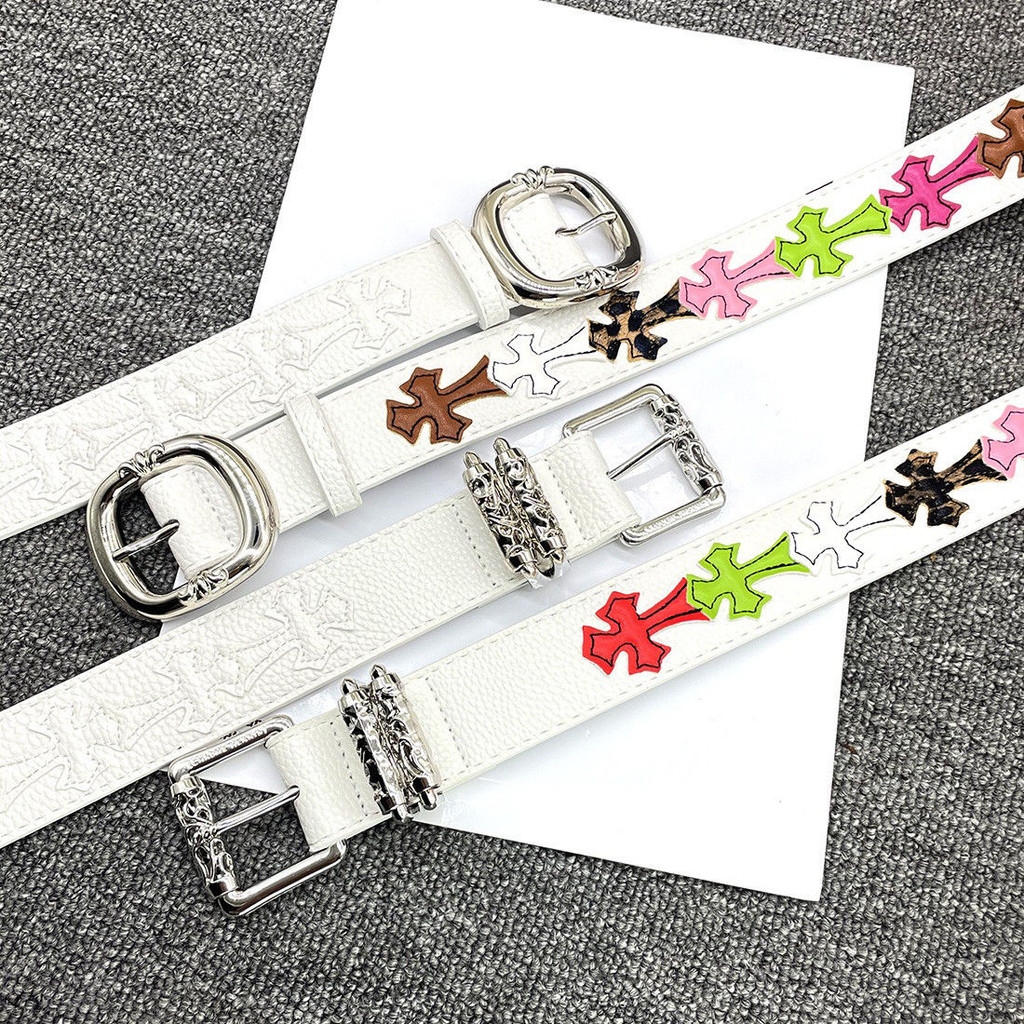 เข็มขัด Chrome Hearts แบบใหม่สำหรับทั้งผู้ชายและผู้หญิง สไตล์ย้อนยุคสีสันสดใส