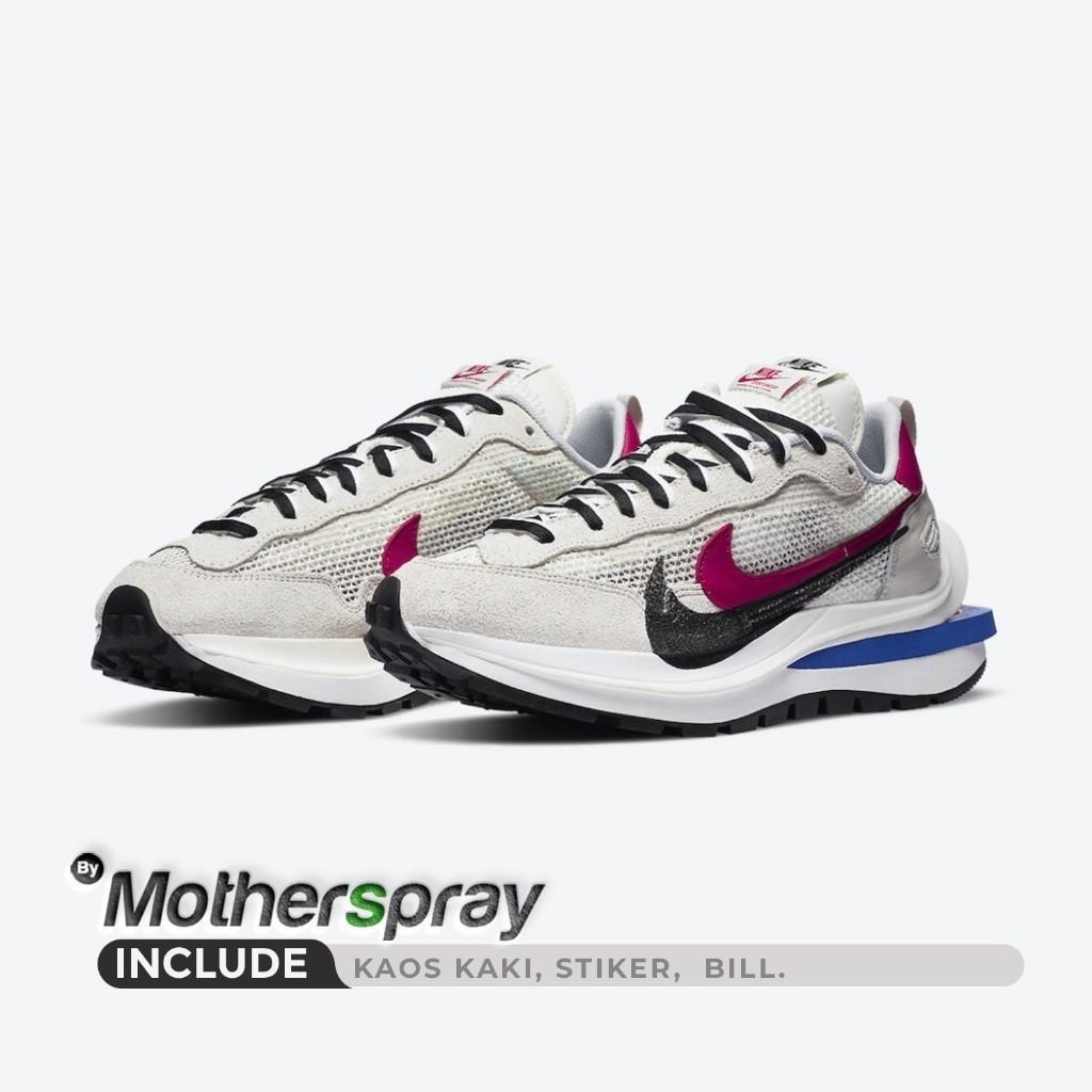 Sacai x Nike VaporWaffle Sail Light Bone Game Royal Sport รองเท้าผ้าใบ ลําลอง เหมาะกับการเล่นกีฬา สําหรับผู้ชาย ผู้หญิง CV1363-100
