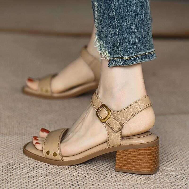 Strap ➧ Ankle Fasion Korean Mid Heels Sandals Shoes For Women