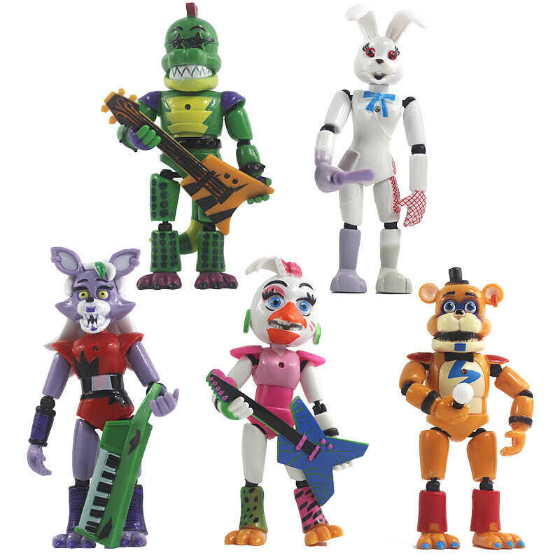 5Pcs Five Nights At Freddy’S: Security Breach Action Figure Toy Foxy Freddy Fazbear Bear Bonnie FN