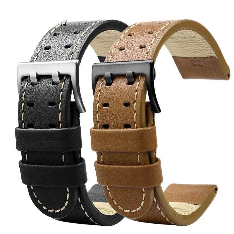 ➧ For Hamilton Genuine Leather Watch Strap Khaki Airlines H77616533 And H70615733 Jazz Field Men