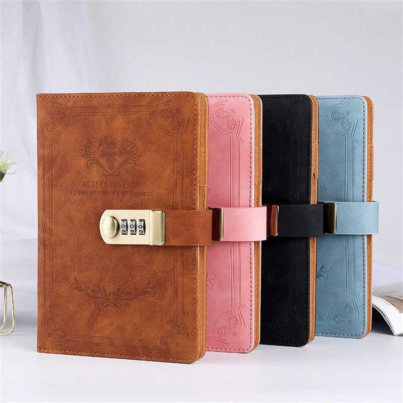 Pen Send 200 Pages A5 Retro Password Book With Lock Diary Thickened Creative Hand Ledger Student No
