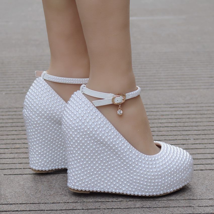 XXSHXY · 11cm  Wedge Single Shoes  Wedding Bridal  High Heels