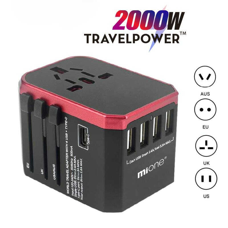 ♥ SFREE Shipping 2000W Smart Adapter International Socket Converter USB Type C AC Power compatible A