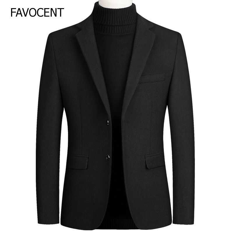 สูทผู้ชายชายหนึ่งชิ้น Blazer FAVOCENT Top ผสมผ้าขนสัตว์ชุดลำ