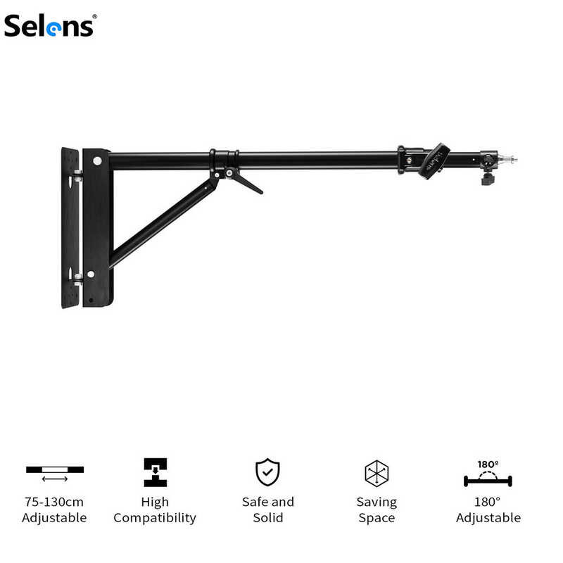 ❤ Selens Wall Boom Arm With Triangle Base, Max Length 130Cm/ 51Inches Adjustable Camera Mount