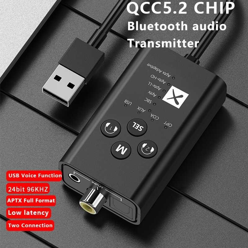 DISOUR Qualcomm Qcc3056 USB Bluetooth 5.2 Audio Transmitter 24Bit Aptx LL HD Adaptive SBC Codec 3.5