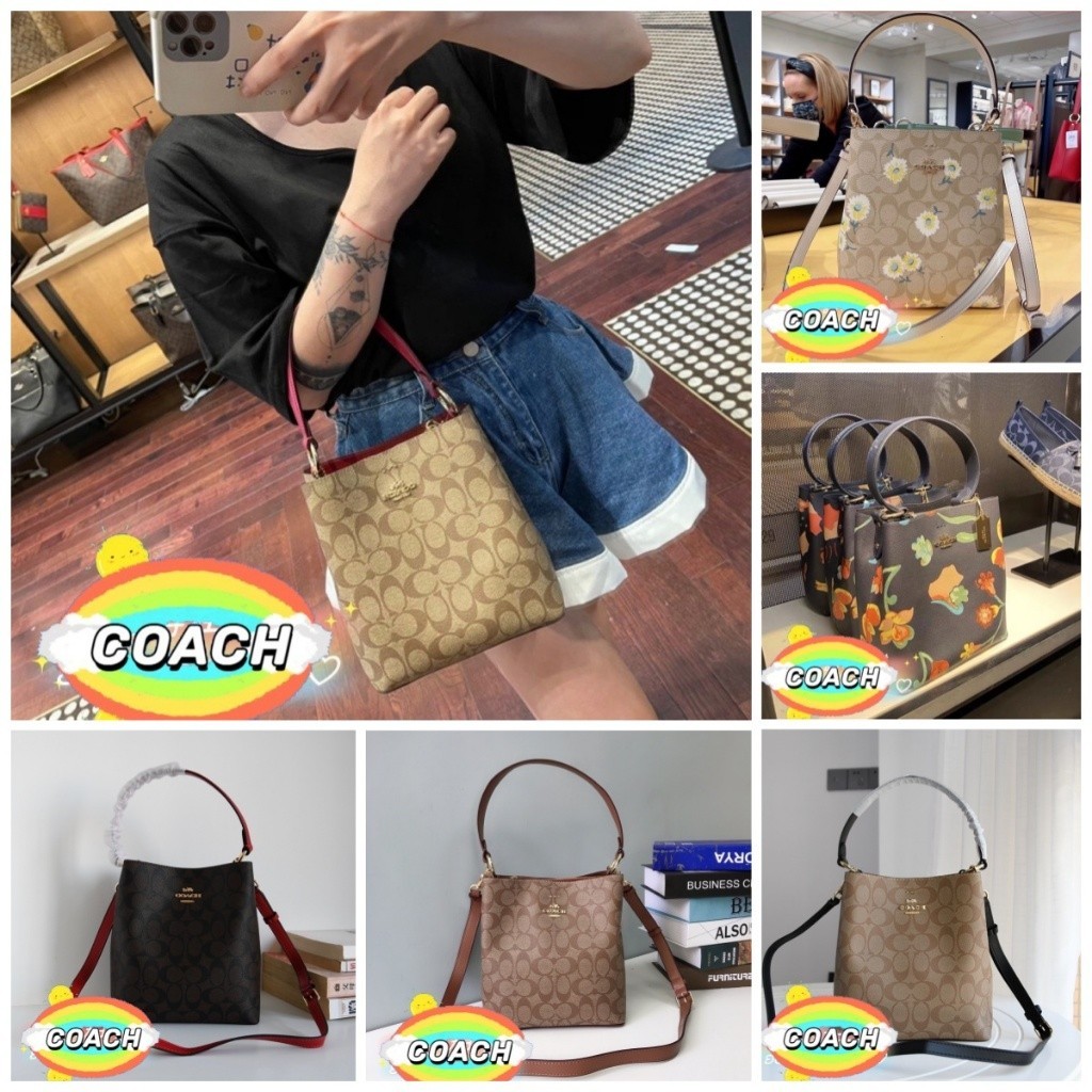 ♞,♘,♙COACH Town Bucket double-layer bucket bag กระเป๋าสะพายข้างแบบพกพา 1011