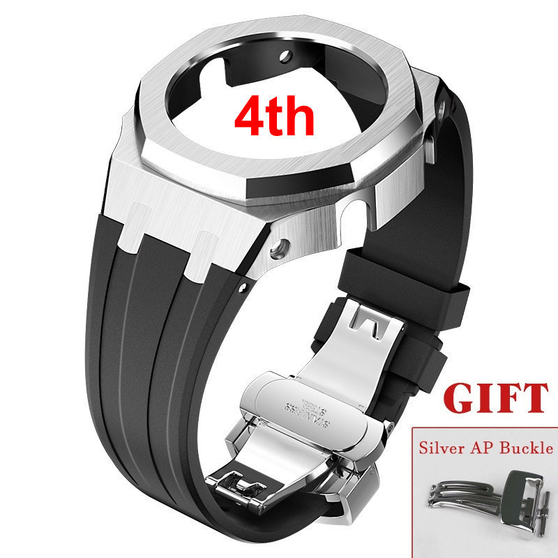 Metal Bezel Rubber Strap for Casio G-shock GA2100/2110 4th Generations Watch Band for AP Butterfly