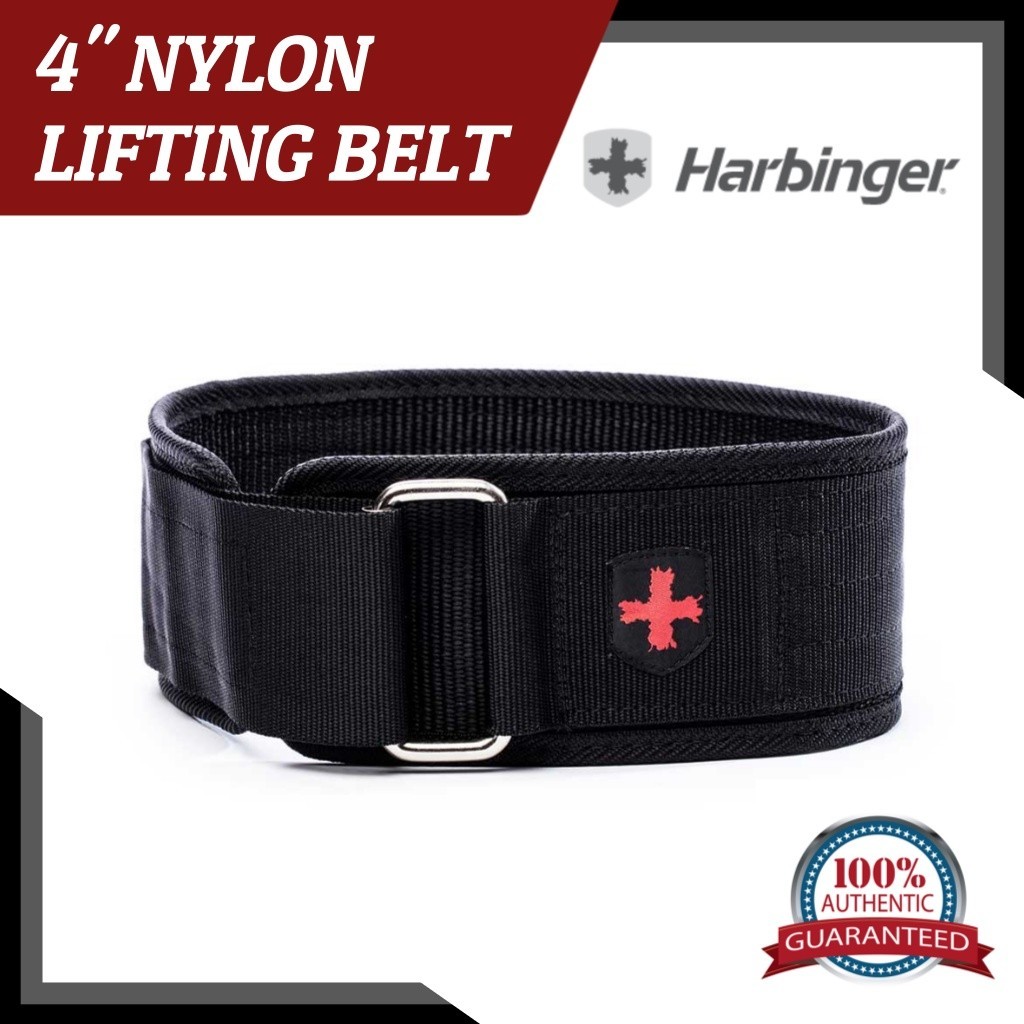 [Harbinger] 4" Nylon Fitness Lifting Belt /Black /Weight Lifting Belt /Lever Belt /Gym Belt