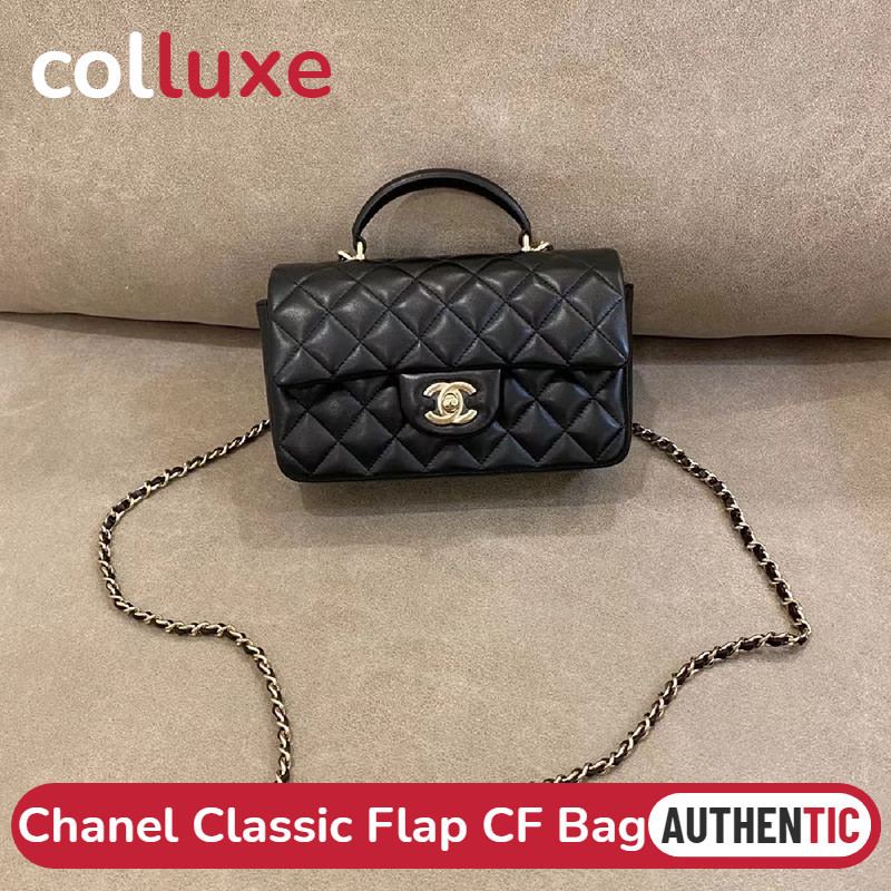 ♞ของแท้ชาแนล Chanel Classic Flap CFสุภาพสตรี/กระเป๋าถือ/กระเป๋าสะพายไหล่/กระเป๋าสะพายข้าง