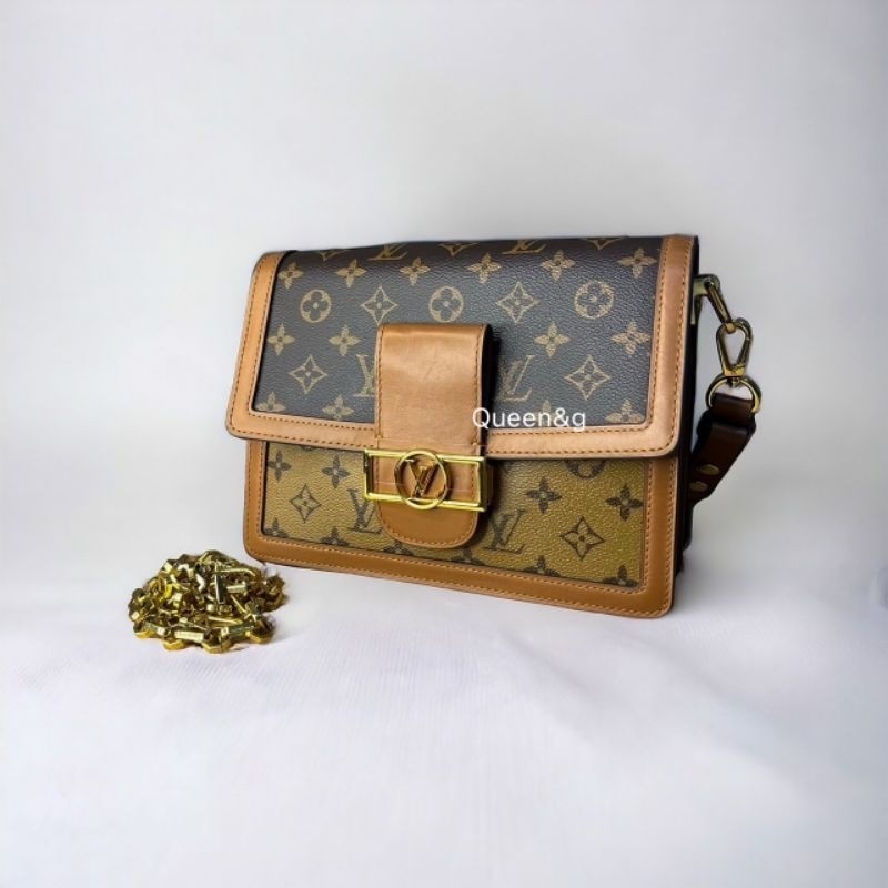 ♞Louis vuitton Dauphine MM LV bag กระเป๋าแบรนด์เนม ใบเล็ก มือสอง หนังแท้ gift for woman crossbody v