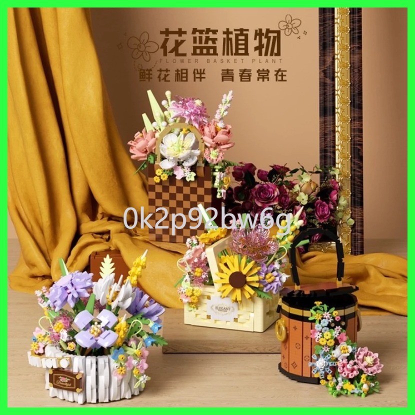 Flower Succulents Building  Blocks Bouquet Bonsai Tree Gardens Romantic Bricks DIY Potted Plants Mo