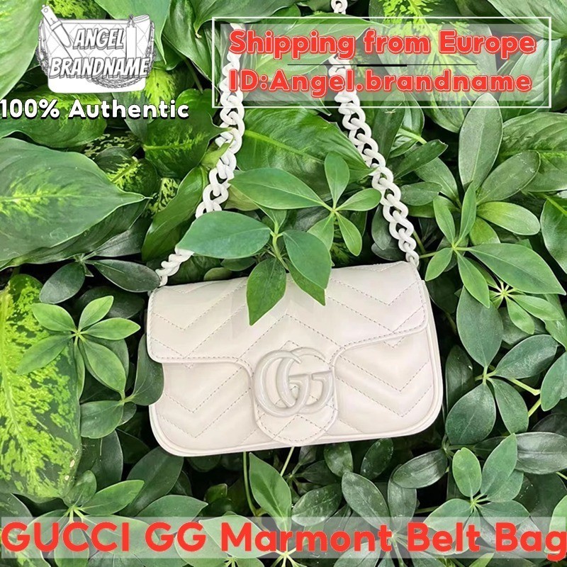 ♞,♘,♙กุชชี่ GUCCI GG Marmont Belt Bag 16.5cm กระเป๋าคาดเอว สุภาพสตรี กระเป๋าสะพายไหล่