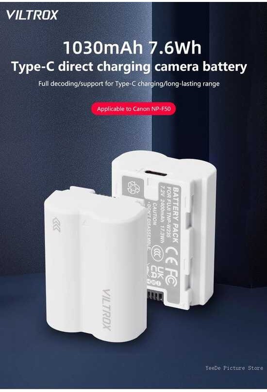➧ VILTROX P-Fw50 P-Fz100 Tlp-E6 P-W235 แบตเตอรี่กล้อง C ประเภท Sony A7c / A7m
