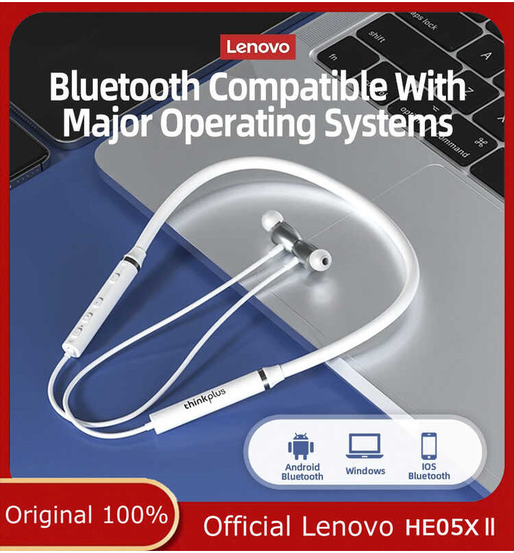 Original Lenovo He05x In-Ear Bluetooth 5.0 Waterproof Earbuds HIFI Audio Magnetic Neck Hanging Spor