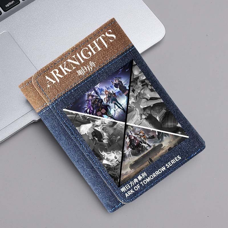 ♞อุปกรณ์ต่อพ่วงสองมิติ Arknights กระเป๋าสตางค์สั้นกระเป๋าสตางค์รุ่นนักเรียนญี่ปุ่นที่เรียบง่ายสามพั