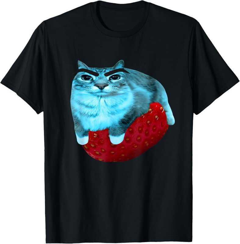 เสื้อยืด Strawberry Watermelon Cat Silly Cat Meme