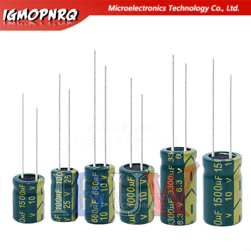 ตัวเก็บประจุอลูมิเนียม ESR ความถี่สูง10v 16V 25V 35V 50V 400V 100Uf 220Uf 330Uf 470Uf 680Uf 1000Uf 1