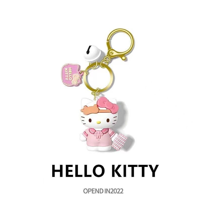 ♞พวงกุญแจ Hello Kitty น่ารัก พวงกุญแจรถสร้างสรรค์ จี้การ์ตูน Hello Kitty พวงกุญแจรถ