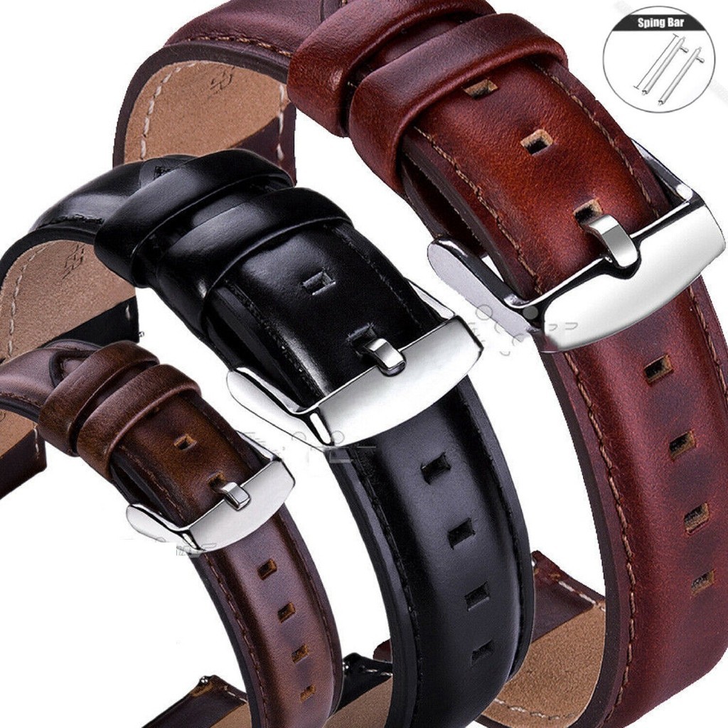 18 20 22mm Leather Wristwatch Band Quick Release Strap