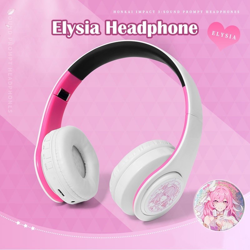 Honkai Impact 3 Elysia หูฟังบลูทูธเกมชุดหูฟังไร ้ สายสามโหมด TF การ ์ ดแบบมีสายสบายสเตอริโอหูฟังสํา