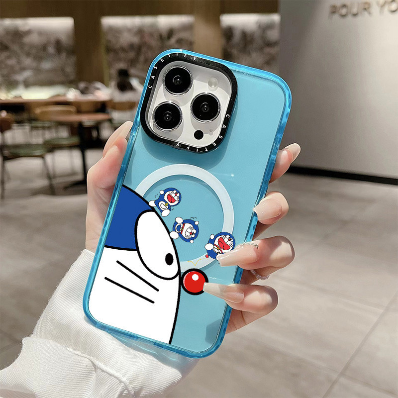 การ์ตูนโดราเอมอนไร้สายชาร์จแม่เหล็กสําหรับ IPhone 11 14 15 16 Pro Max 12 13 Pro Max ฝาครอบ 14 PLUS 16 PLUS ซิลิโคนนุ่มกันชนใสกันกระแทก - รูปที่ 4