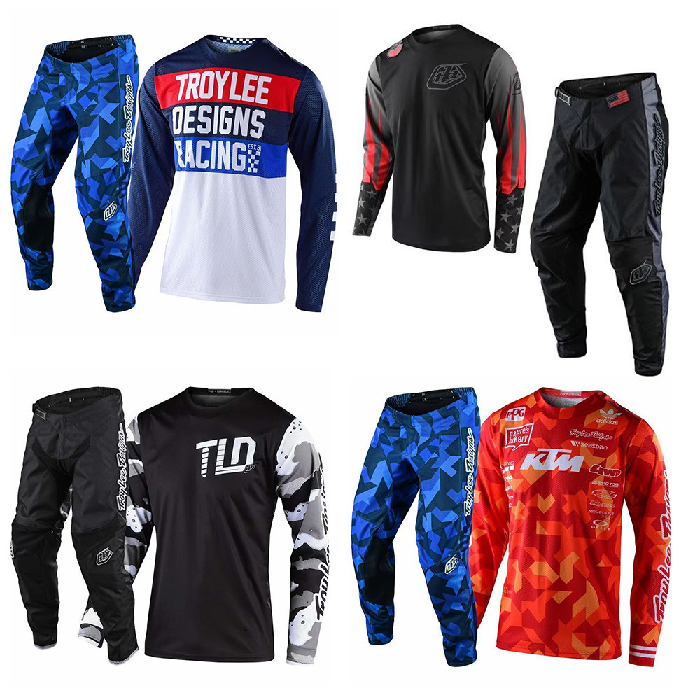 Tld ชุดแข่งรถวิบาก ชุดเกียร์ Troy Lee ออกแบบ Off Road Jersey Set Dirt Bike Jersey และกางเกง MX ATV