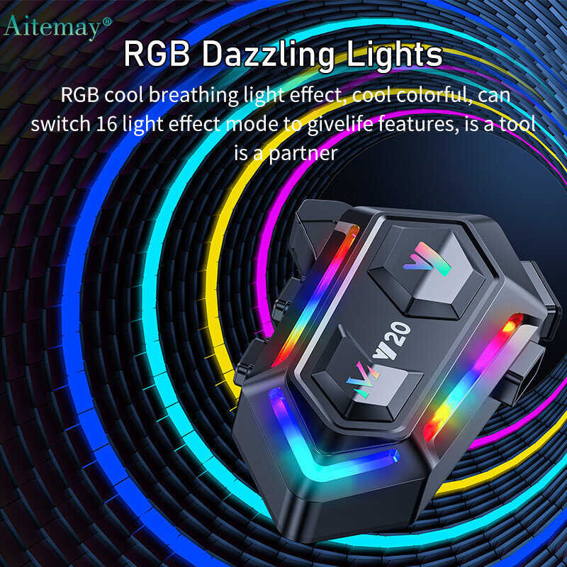 Aitemay Y20 Motorcycle Helmet Headet Bluetooth 5.3 With RGB Dazzling Light Wirele Waterproof For Ri