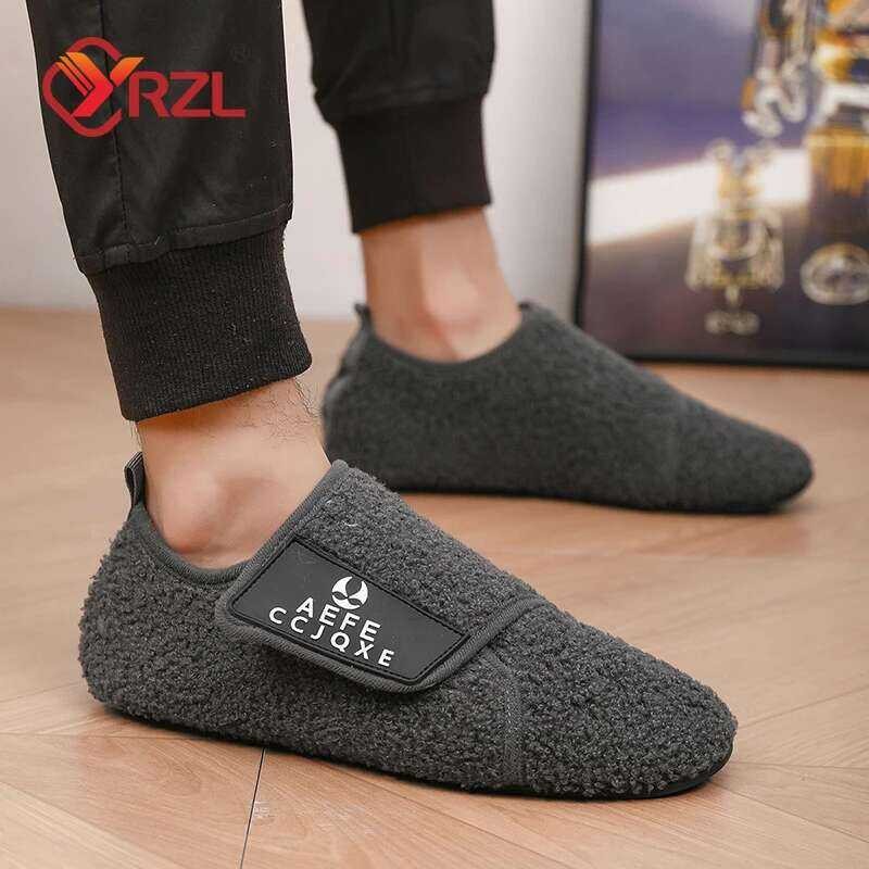❤️ YRZL Slip On Lightweight Slippers Plush Bedroom Home Cotton Loafers Men Winter Warm Shoes ❤️