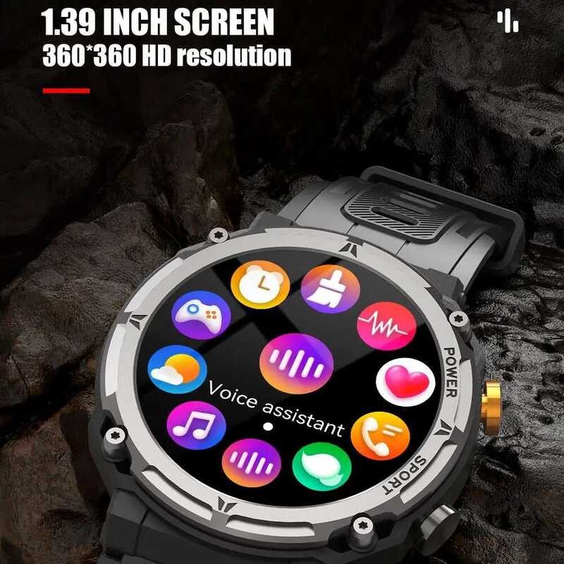 ❥ สมาร์ทนาฬิกาผู้ชาย Ip68 1Atm กันน้ําลึก Bluetooth Call กีฬาหลายโหมด Smartwatch 1.39 "หน้าจอ H