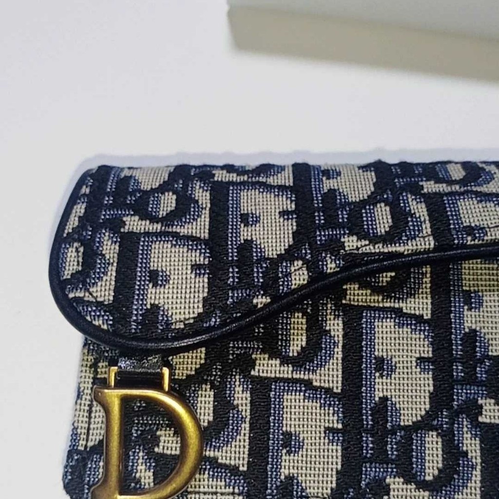 Dior ใหม่ กระเป๋าผ้าใบใส่บัตร สามมิติ ปักลายอานม้า สไตล์ยุโรป และอเมริกา สําหรับผู้หญิง