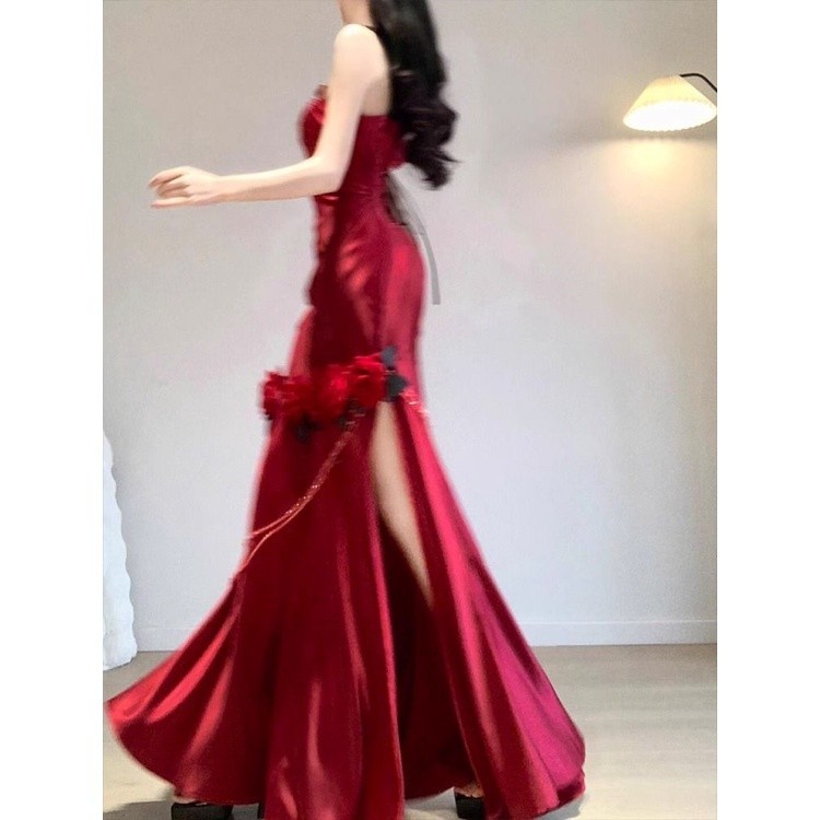 Morning Gowns Bridal Red Evening Dress High-End Affordable Luxury Niche Toast Dress Engagement Form