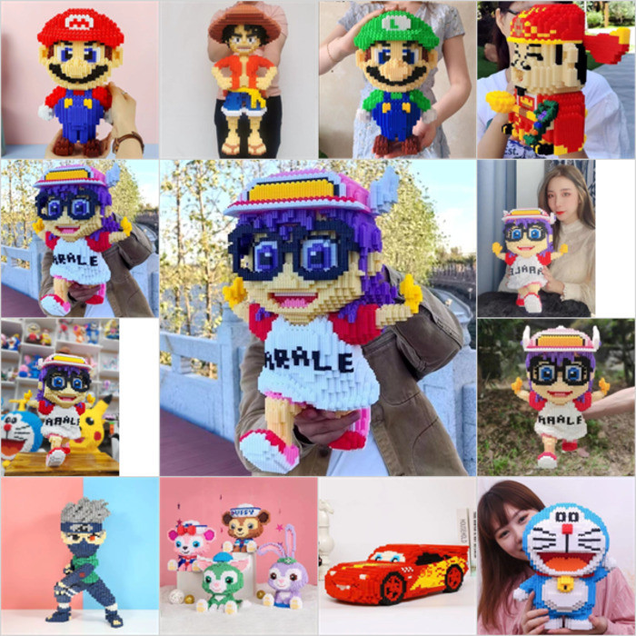 ของเล่นเด็ก ของเล่นตัวต่อ รูปลูฟี่ สีแดง ประกอบเอง ราคาถูก เพื่อการเรียนรู้ สําหรับเด็ก