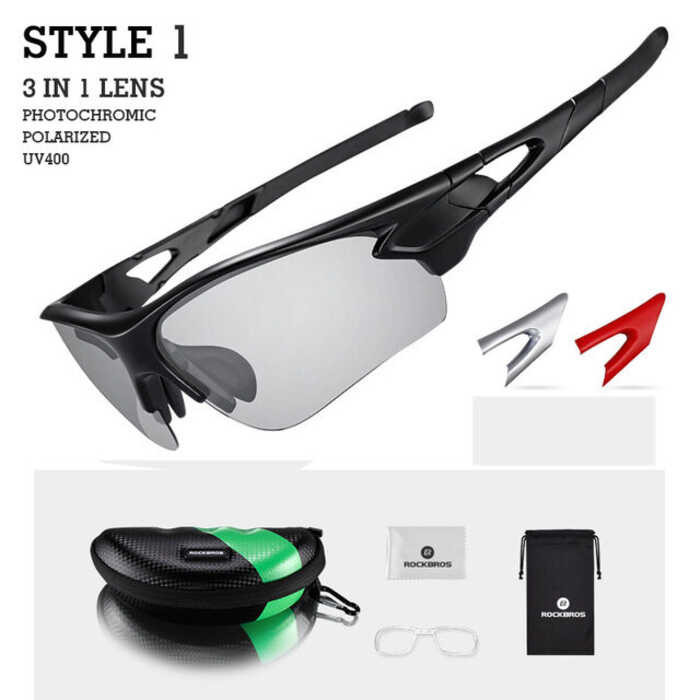 Photochromic ROCKBROS Polarized Cycling Bike Glasses Outdoor Sports MTB Bicycle Sunglasses Goggles Eyewear Myopia Frame