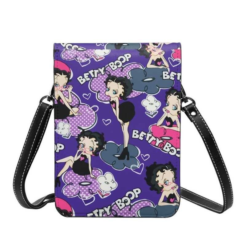 ❤ Betty Boop สตรี C Rossbody กระเป๋าโทรศัพท์มือถือกระเป๋าสตาง