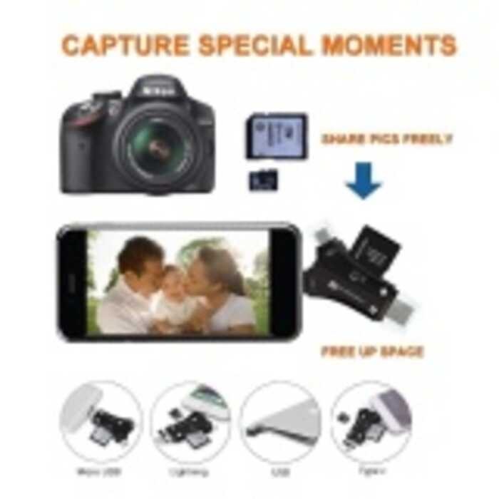 ❤ 4 In 1 I-Flash Device Adapter, Memory Card Reader With Usb/ Type C/ Iphone/ Connector Iphone, I