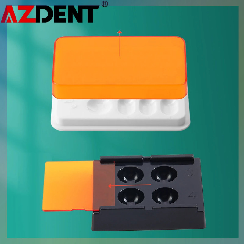 ♞Azdent กล่องเก็บไม้วีเนียร์4รู/8ช่องกล่องเก็บของฟันแผ่นบังแดดเบากล่องเก็บของฟันปลอม