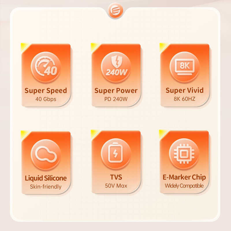 USB4 240W ORICO Silicone PD USB C Cable Data Line Fast Charging Cord Thunderbolt 3 8K for Tablet La 