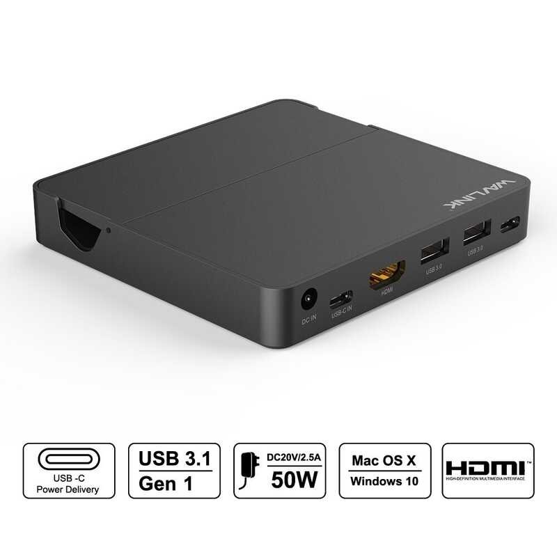 Hub Station Wavlink C to HDMI, 3.0 Type-A and USB-C Multi-Port Converter Support 36W Power Adapter  