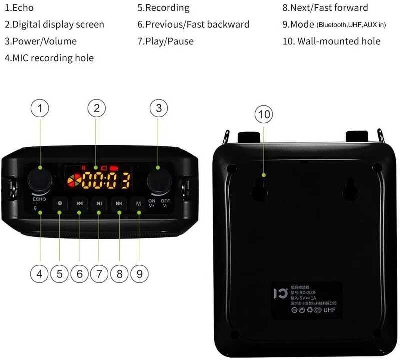 Ultra SHIDU S516/S28 Audio Speaker Amplifier with UHF Microphone 25W Echo Sound Bluetooth Mini Pa S