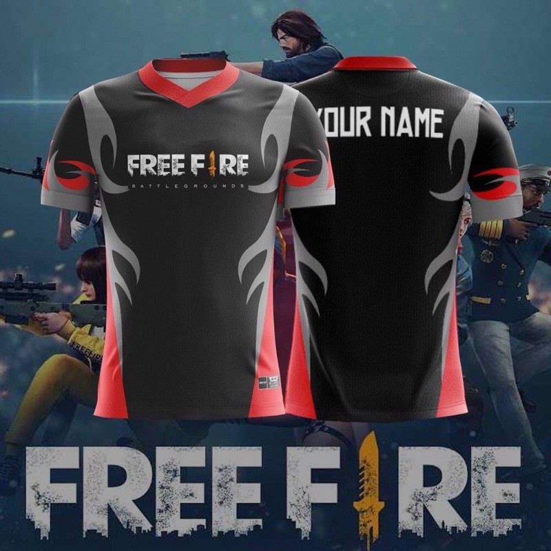 เสื้อผ้า Freefire / เสื้อผ้ากิลด์ | Baju Freefire/ Baju Guild Free เสื้อยืดชื่อที่กําหนดเอง