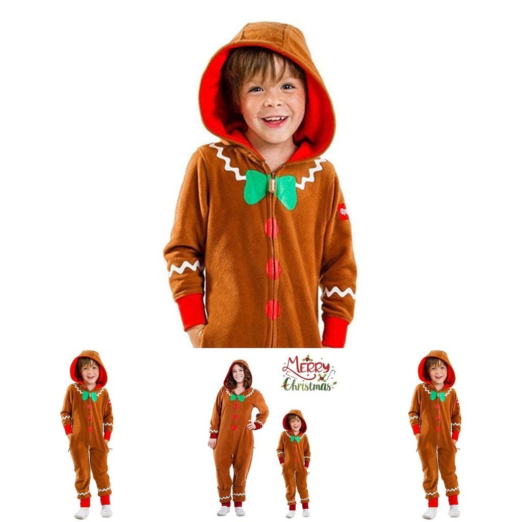 ชุดจั๊มสูทคอสเพลย์ คริสต์มาส ขนมปังขิง สําหรับเด็ก และผู้ใหญ่