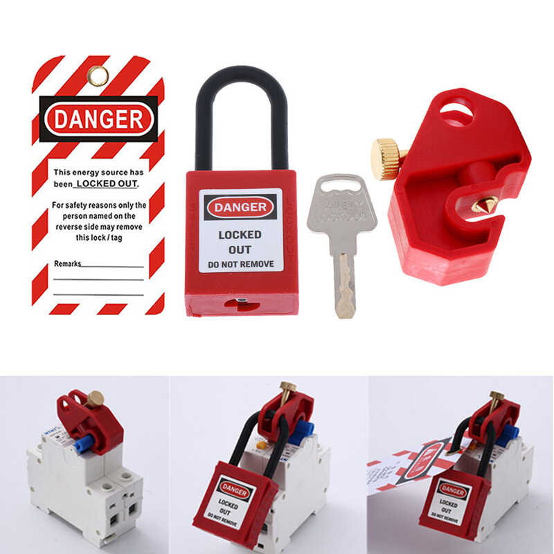 Fenteer 3Pcs Set Circuit Breaker Lockout Electrical Safety Device Kit Red
