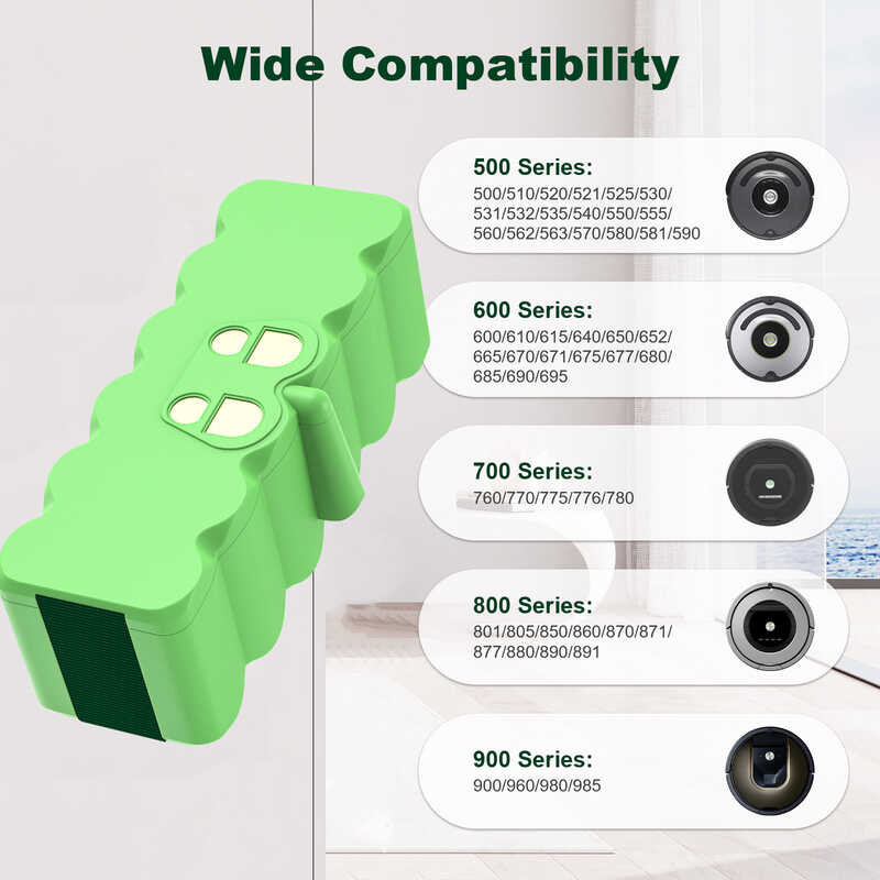 ♎ 14.4 โวลต์สำหรับ Irobot Roomba 500 เครื่องดูดฝุ่นแบตเตอรี่ 90