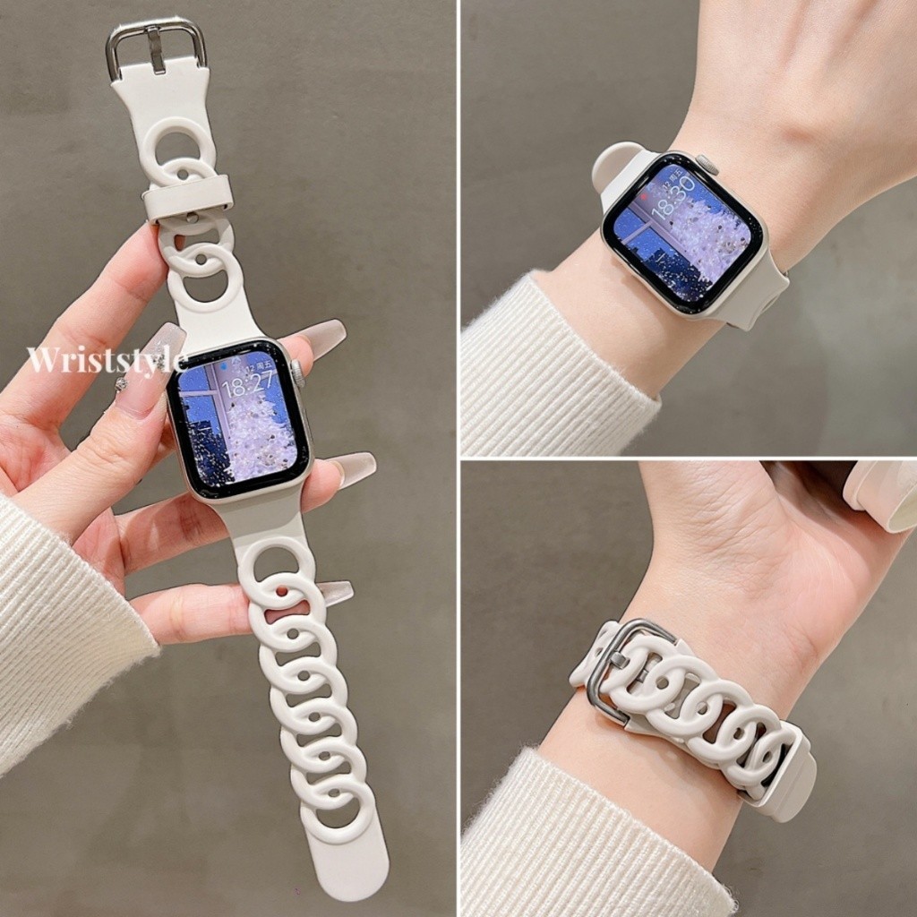 สายนาฬิกาข้อมือ ยางซิลิโคนนิ่ม ระบายอากาศ คุณภาพสูง แบบเปลี่ยน สําหรับ Apple Watch S9 8 7 6 5 4 3 2