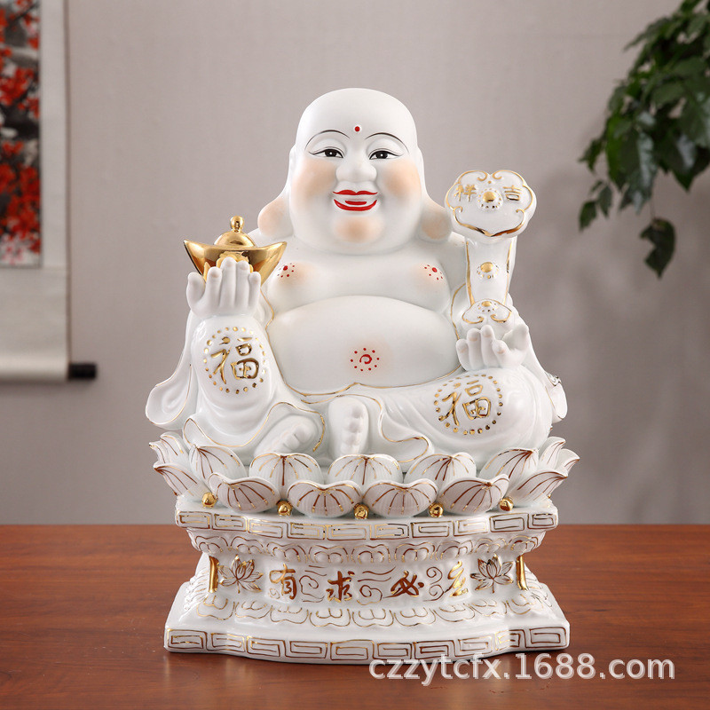 Ceramics  Ceramic Maitreya Buddha Statue Ceramic Crafts High White Vajra Seat Maitreya Buddha